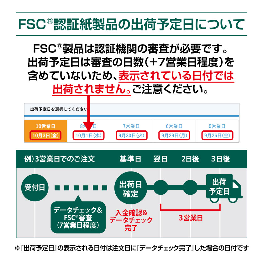 FSC認証紙商品出荷日